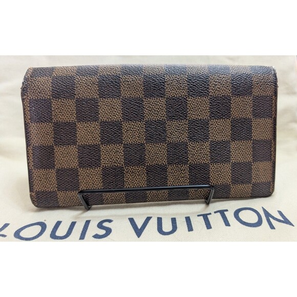 Louis Vuitton Damier Ebene Coated Canvas Leather Sarah Long Wallet CA0967 Vintag - Picture 2 of 7